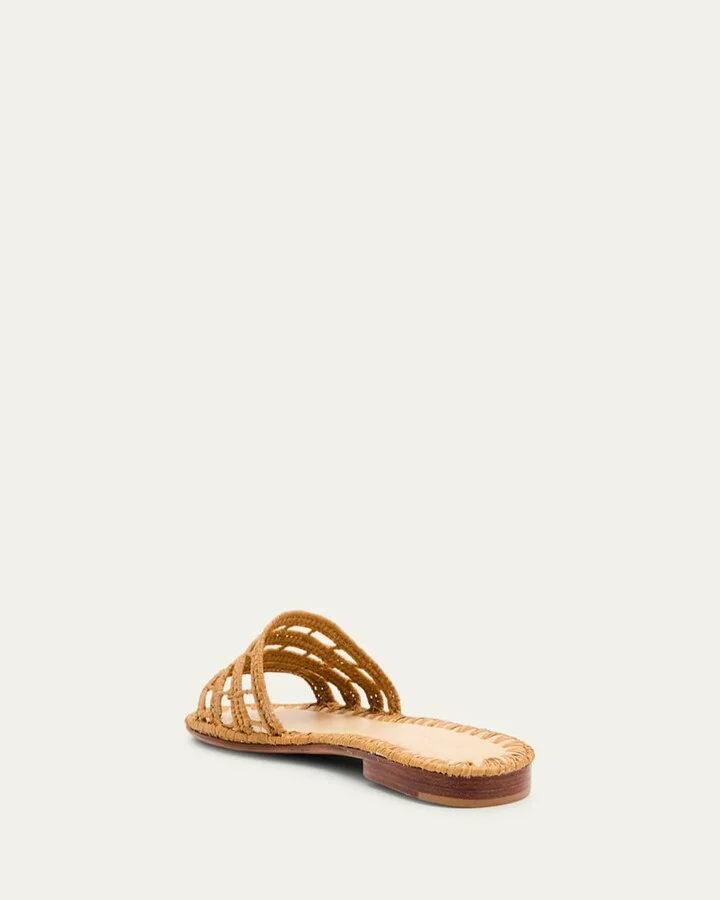 Alana Raffia Flat Slide Sandals - Image 2
