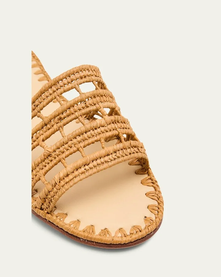 Alana Raffia Flat Slide Sandals - Image 4