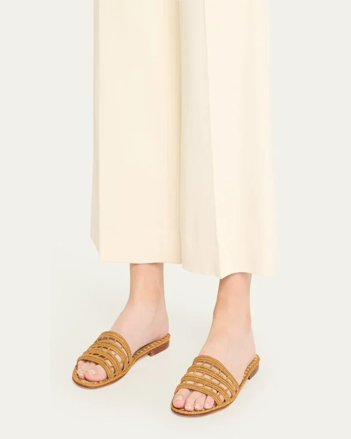 Alana Raffia Flat Slide Sandals - Image 6