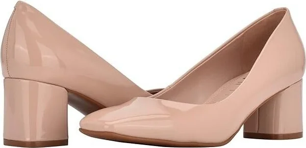 Alanta Heels Women's 7 Beige Patent Leather Square Toe Pump KHD516