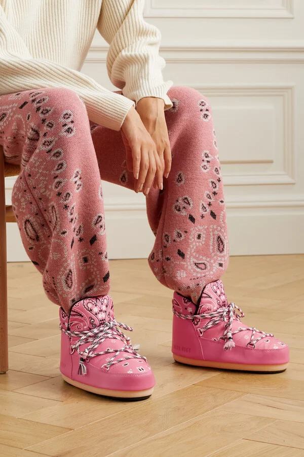 ALANUI - + Moon Boot Bandana-print Shell And Faux Leather Snow Boots - Pink - Image 2