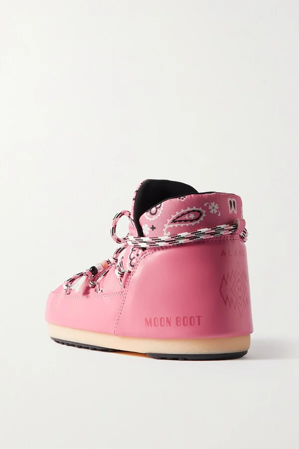 ALANUI - + Moon Boot Bandana-print Shell And Faux Leather Snow Boots - Pink - Image 3