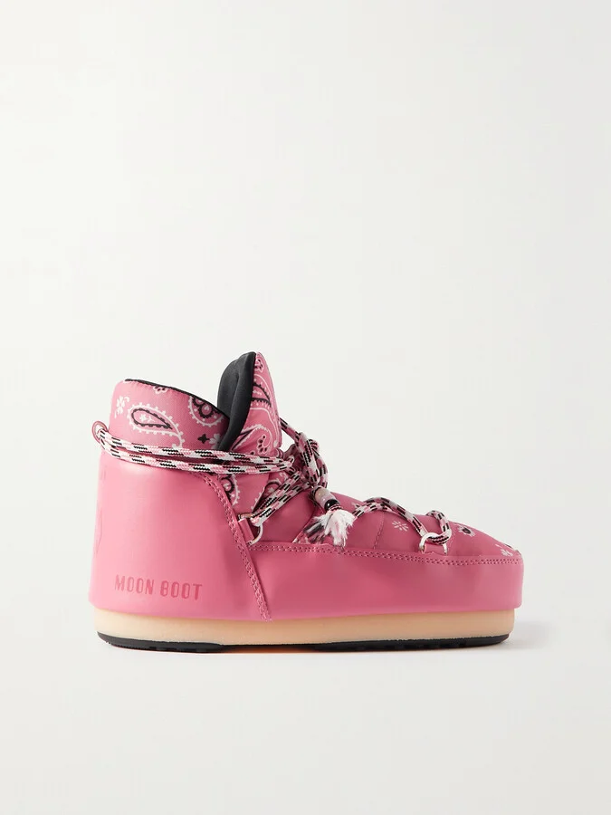 ALANUI - + Moon Boot Bandana-print Shell And Faux Leather Snow Boots - Pink