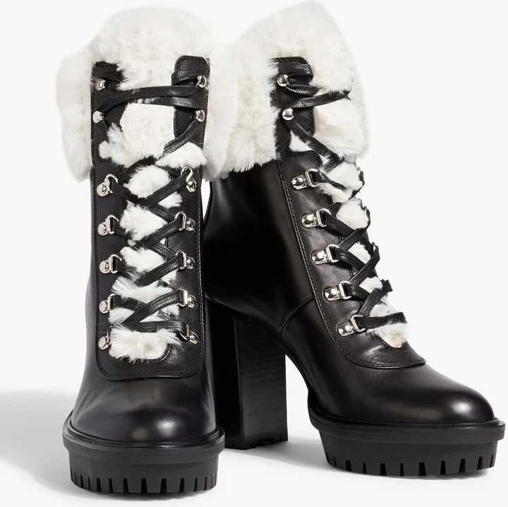 Alaska faux fur-trimmed leather ankle boots - Image 2