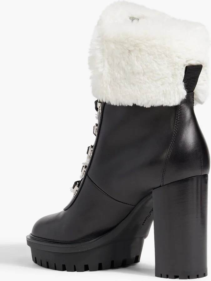 Alaska faux fur-trimmed leather ankle boots - Image 3