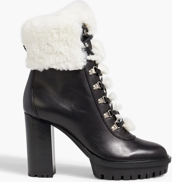 Alaska faux fur-trimmed leather ankle boots