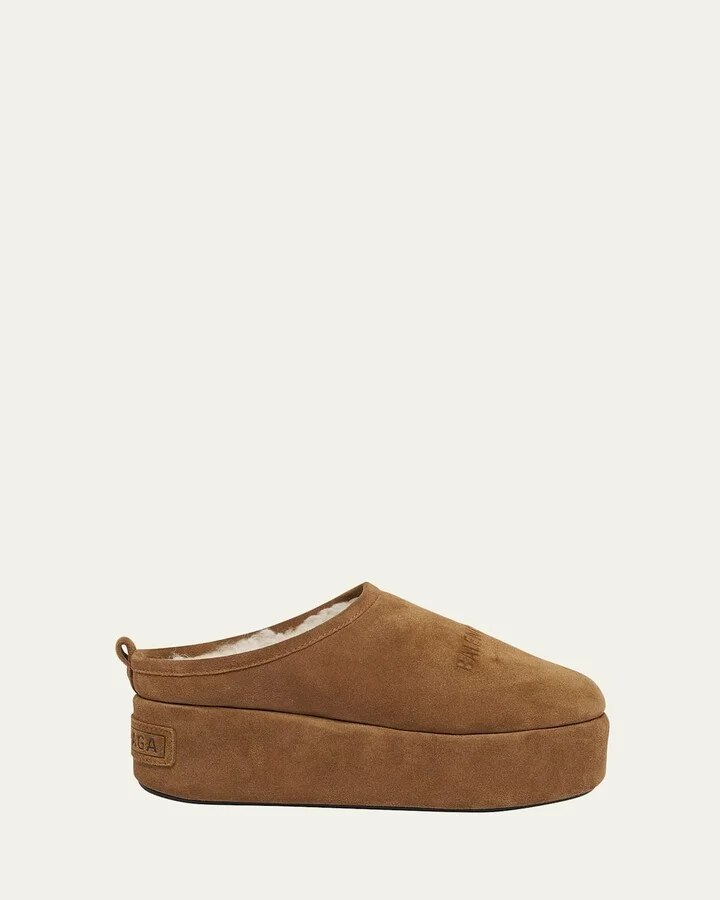 Alaska Suede Faux Shearling Mules