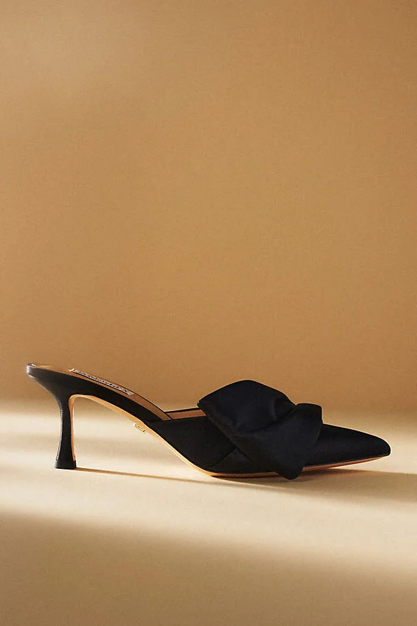 Alaya Pointed-Toe Kitten-Heel Mules