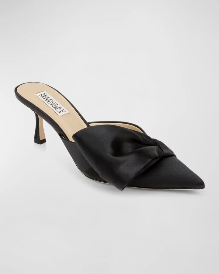 Alaya Silk Bow Mule Pumps - Image 3
