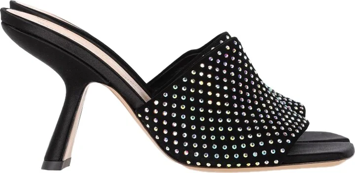 Alba 90 Heeled Mules in Black Suede
