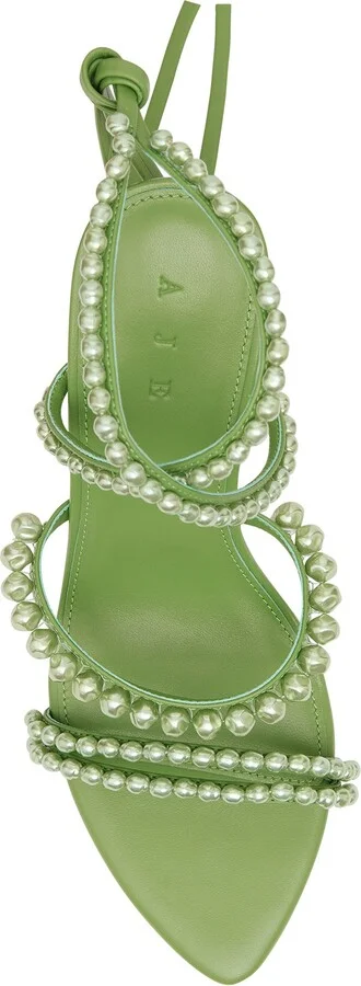 Alba Pearl Sculptural Heel In Colour Fern Green Size 35 - Image 4