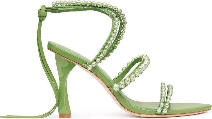 Alba Pearl Sculptural Heel In Colour Fern Green Size 35