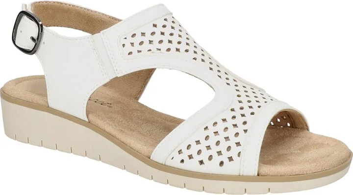 Alba Womens Faux Leather Laser Cut Ankle Strap