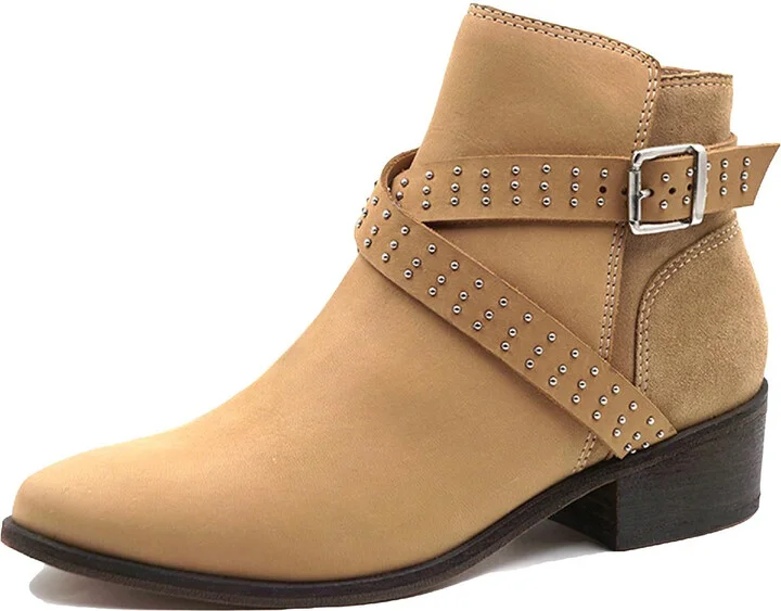 Albarola Womens Leather Almond Toe Ankle Boots
