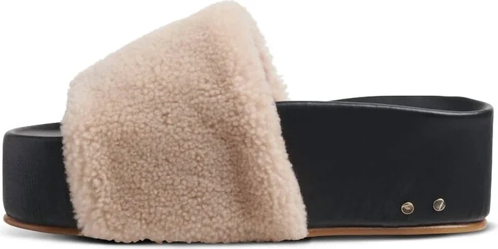 Albatross Shearling Sandals In Black/natural