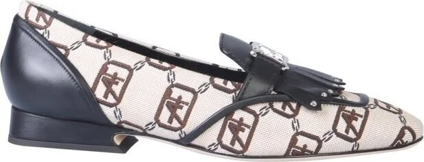 Alberta Ferretti Logo Print Slip-On Loafers