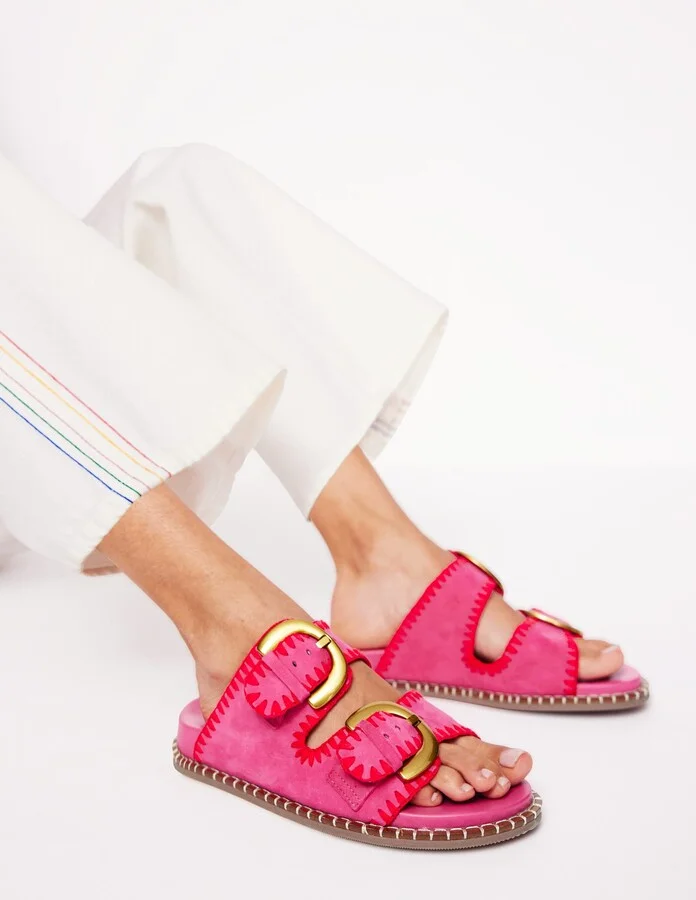 Alberta Footbed Sandals, Festival Pink/Post Box Red - Image 2