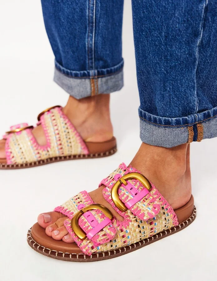 Alberta Footbed Sandals, Festival Pink/Post Box Red - Image 6