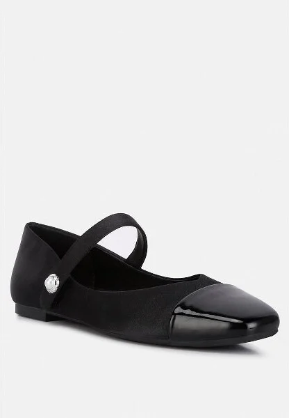 Albi Patent Toe Cap Satin Womens Mary Jane - Image 5