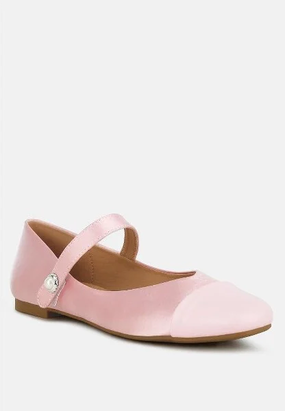 Albi Patent Toe Cap Satin Womens Mary Jane