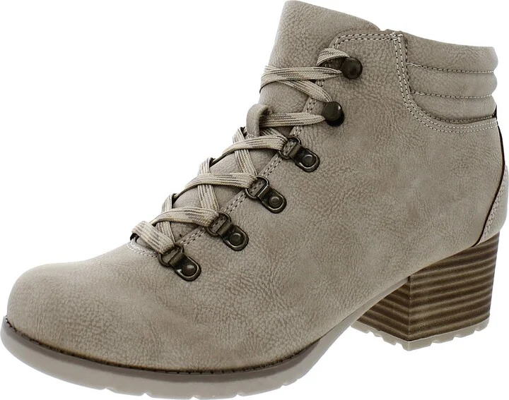 Alder Womens Faux Leather Block Heel Hiking Boots