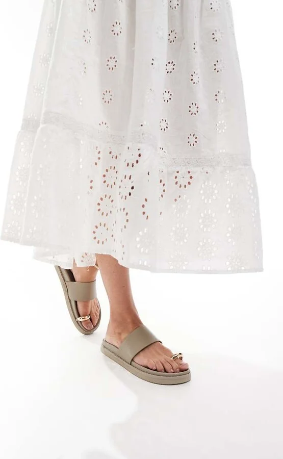 ALDO Beachstroll footbed toe loop sandals in khaki nubuck - Image 4