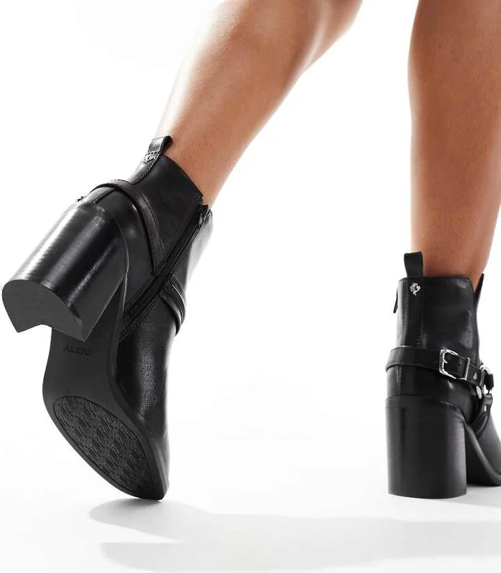 ALDO Catasetum Biker Heeled Ankle Boot in Black - Image 2