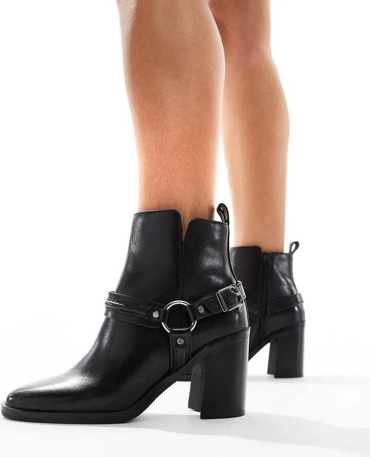 ALDO Catasetum Biker Heeled Ankle Boot in Black