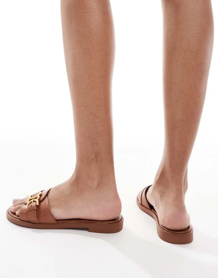 ALDO Dallaedar flat sandals in tan leather - Image 3