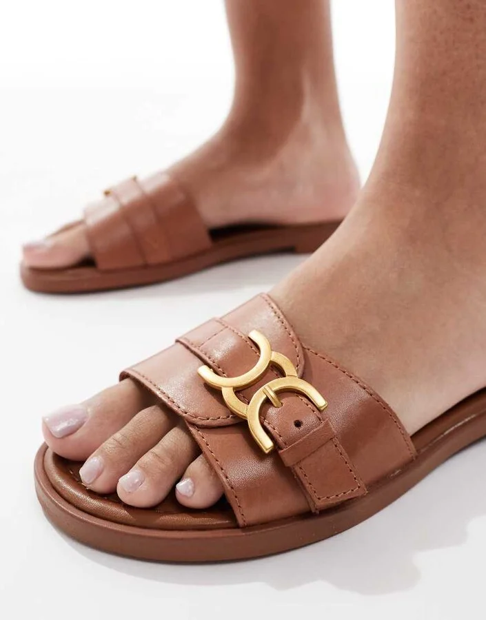 ALDO Dallaedar flat sandals in tan leather - Image 4