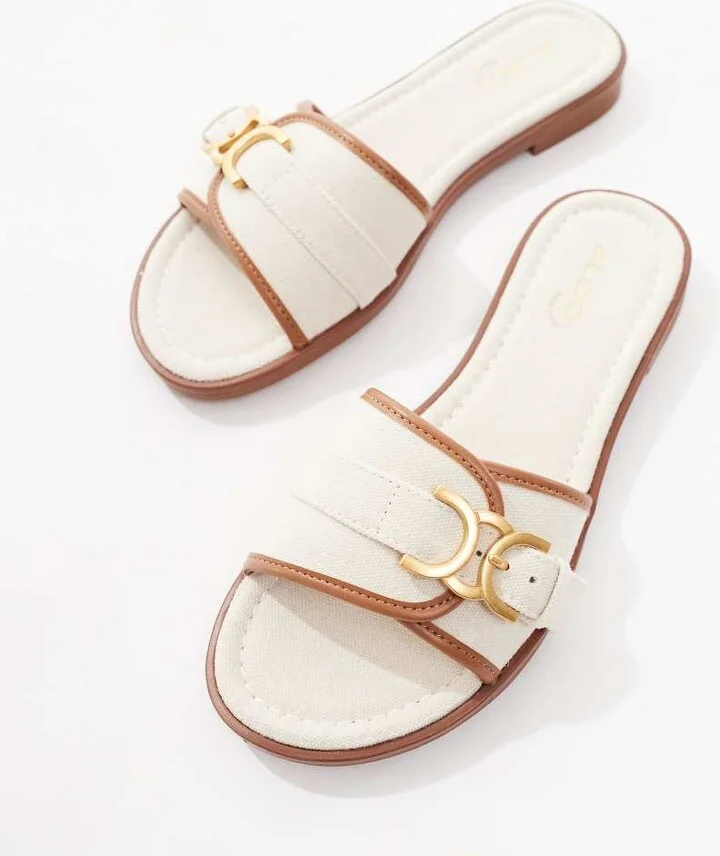 ALDO Dallaedar flat sandals in white natural - Image 3