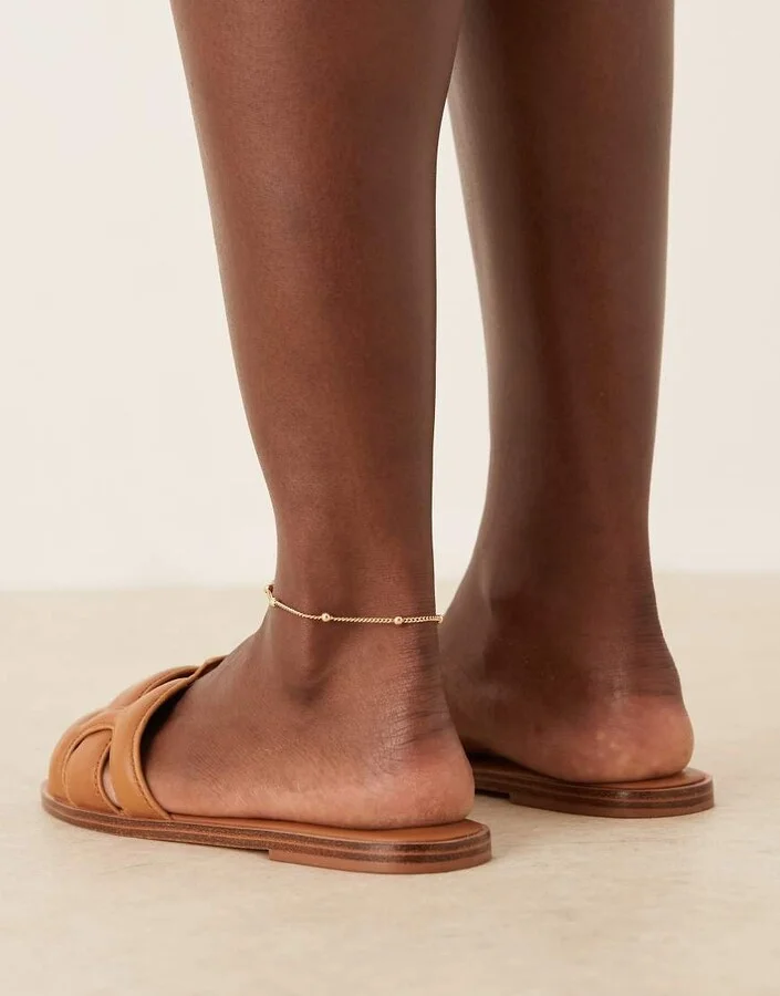 ALDO Elenaa padded flat sandals in tan leather - Image 4