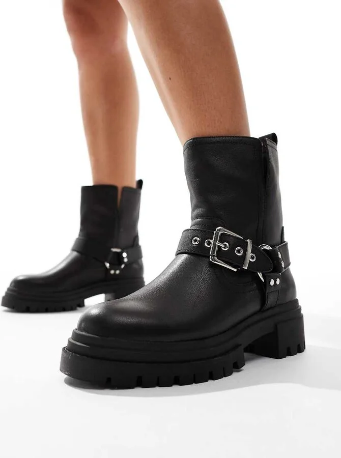 ALDO Harlly Flat Biker Ankle boot in Black