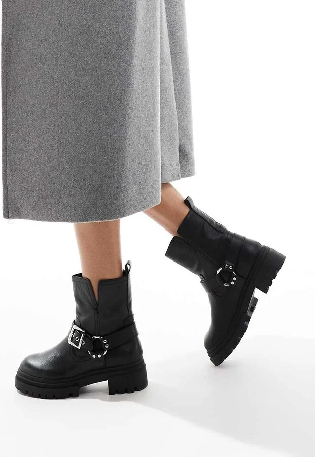 ALDO Harlyy biker ankle boots in black leather - Image 3