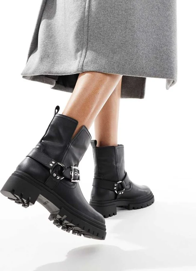 ALDO Harlyy biker ankle boots in black leather