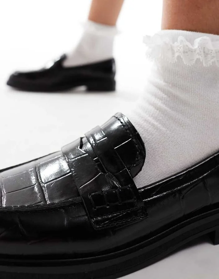 ALDO Lededanten loafers in black leather croc - Image 3