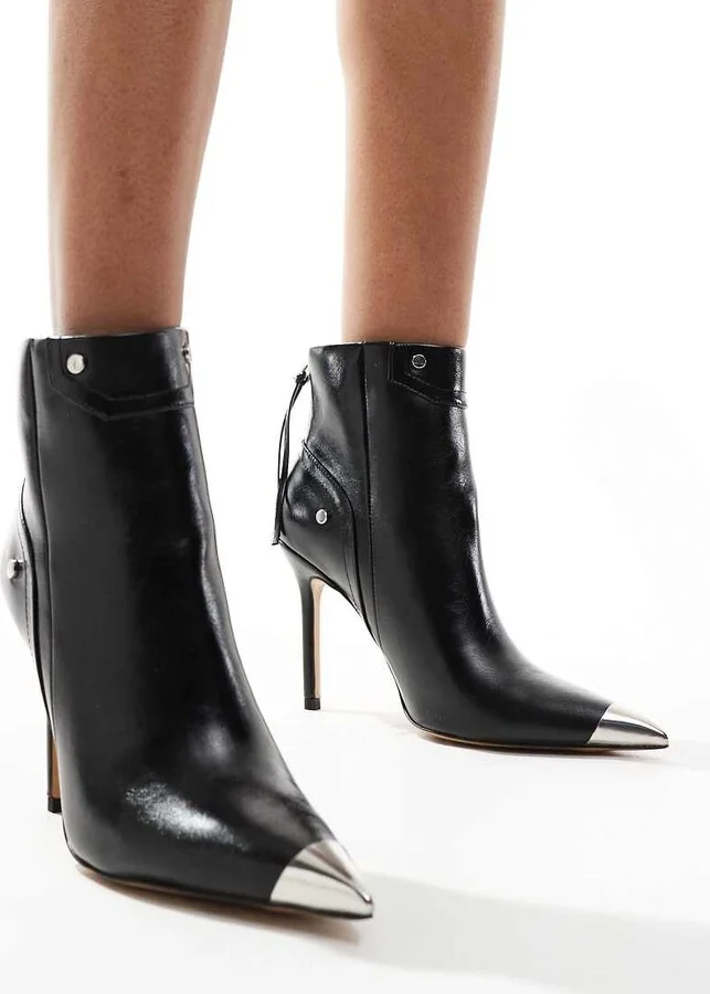 ALDO Nilita heeled ankle boots with toe cap in black - Image 2