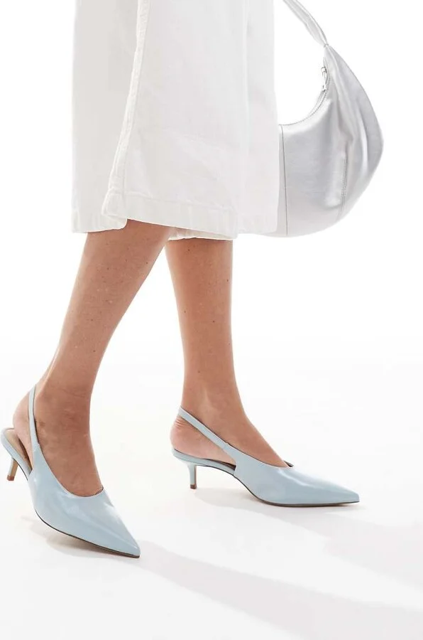 ALDO Oceweth slingback kitten heel shoes in pastel blue leather