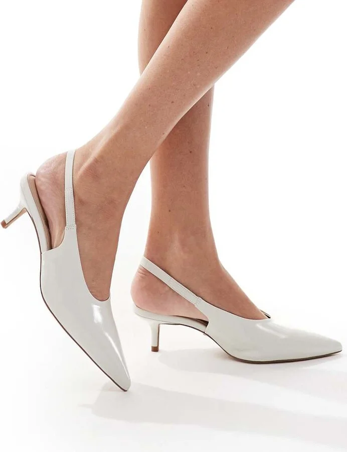 ALDO Oceweth slingback kitten heeled shoes in white leather