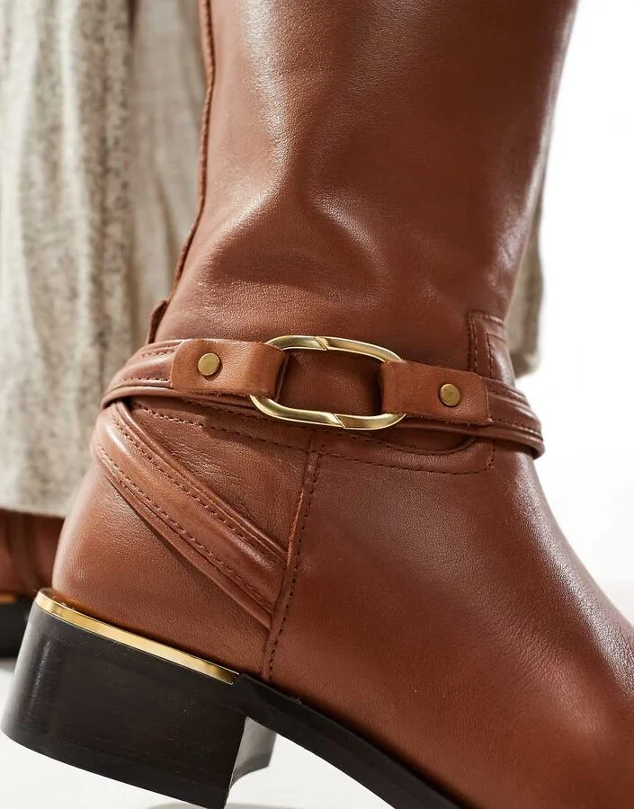 ALDO Ocynwan riding knee boots in cognac leather - Image 2