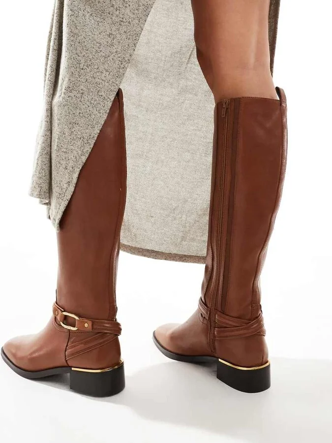 ALDO Ocynwan riding knee boots in cognac leather - Image 3
