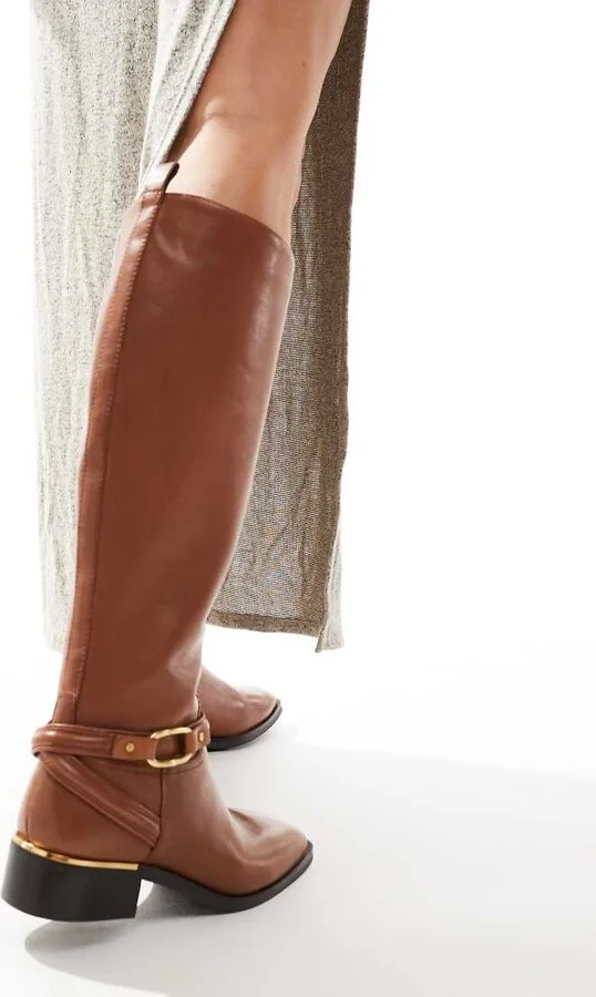 ALDO Ocynwan riding knee boots in cognac leather - Image 4