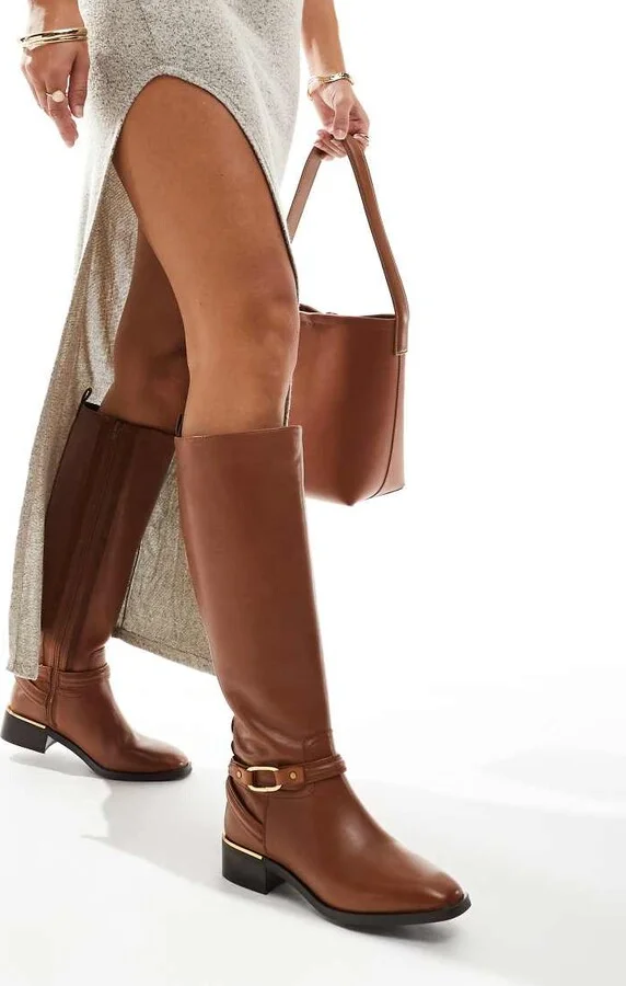 ALDO Ocynwan riding knee boots in cognac leather