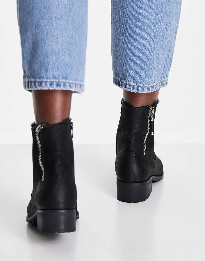 ALDO Orionweg boots with faux fur trim in black - Image 2