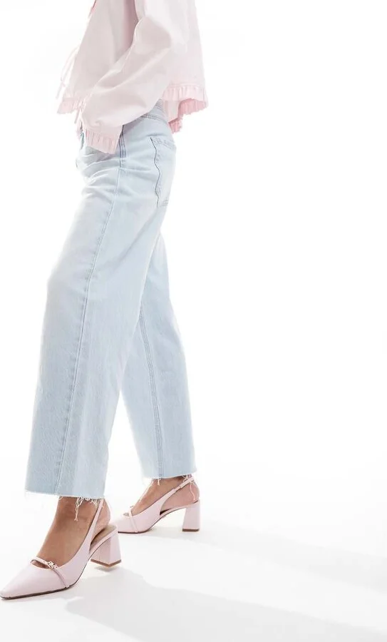 ALDO Skepper slingback block heeled shoes in light pink leather - Image 3