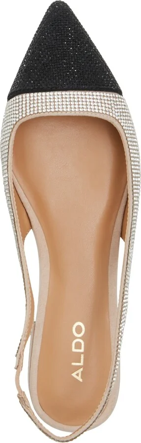 Aldo Women's Fleure Slingback Cap-Toe Flats - Black/White Rhinestone - Image 4