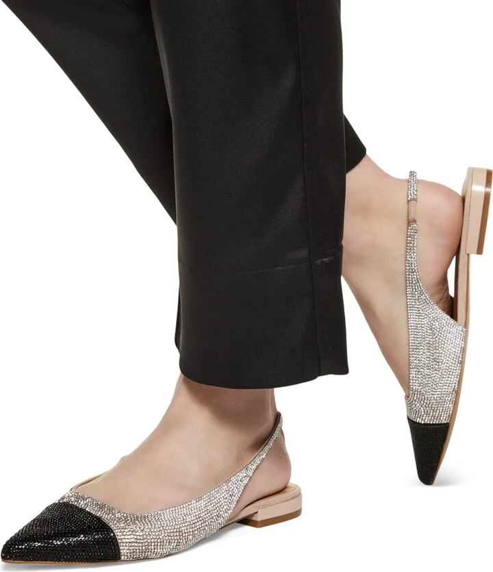 Aldo Women's Fleure Slingback Cap-Toe Flats - Black/White Rhinestone - Image 6