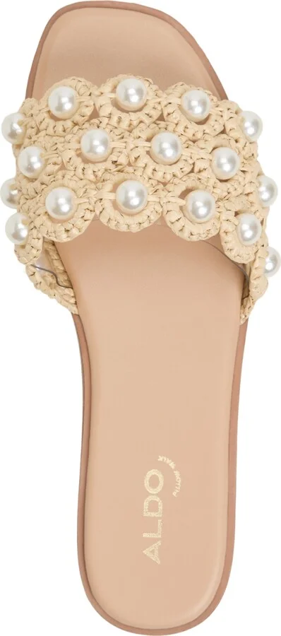 Aldo Women's Gizelle Pearl Embellished Flat Slide Sandals - Image 4