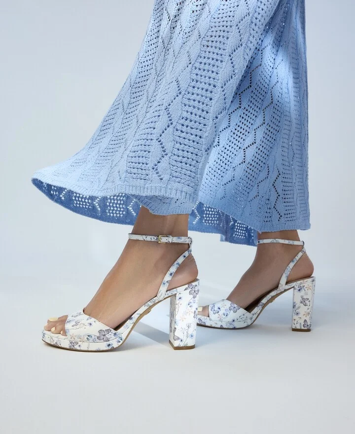 Aldo Women's Gracious Two-Piece Block-Heel Dress Sandals - Ivory/Blue Multi - Image 6