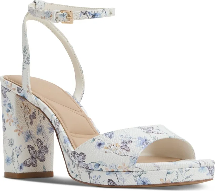 Aldo Women's Gracious Two-Piece Block-Heel Dress Sandals - Ivory/Blue Multi